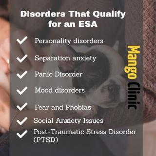 Disorders that qualify for an ESA - Mango Clinic