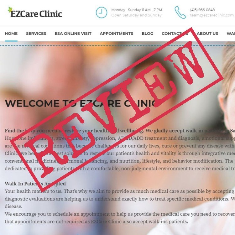 ESA Letter From EZCare Clinic Review